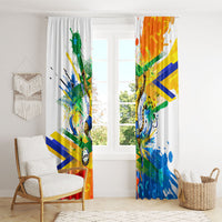 Personalized Brazil 6 Time World Football Champion 2026 Window Curtain Hexa Brasil Jaguar Mascot - Graffiti Splash Art
