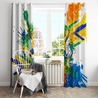 Personalized Brazil 6 Time World Football Champion 2026 Window Curtain Hexa Brasil Jaguar Mascot - Graffiti Splash Art