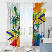 Personalized Brazil 6 Time World Football Champion 2026 Window Curtain Hexa Brasil Jaguar Mascot - Graffiti Splash Art