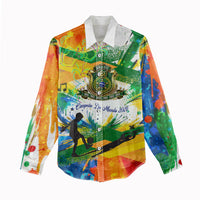 Personalized Brazil 6 Time World Football Champion 2026 Women Casual Shirt Hexa Brasil Jaguar Mascot - Graffiti Splash Art