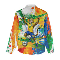 Personalized Brazil 6 Time World Football Champion 2026 Women Casual Shirt Hexa Brasil Jaguar Mascot - Graffiti Splash Art