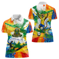Personalized Brazil 6 Time World Football Champion 2026 Women Polo Shirt Hexa Brasil Jaguar Mascot - Graffiti Splash Art