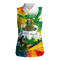Personalized Brazil 6 Time World Football Champion 2026 Women Sleeveless Polo Shirt Hexa Brasil Jaguar Mascot - Graffiti Splash Art