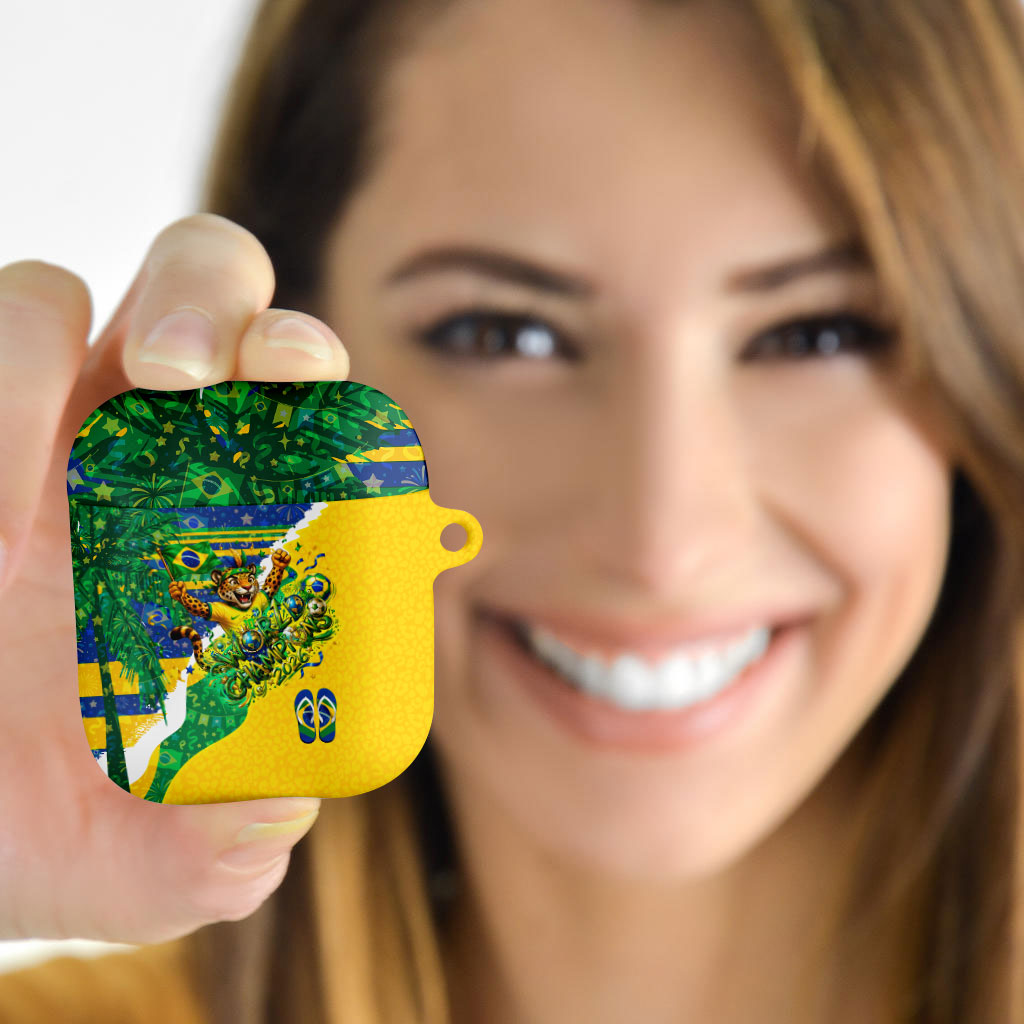Brazil Football World Champions 2026 AirPods Case Brasil Futebol - Jaguar Mascot - Vibrant Carnival Style