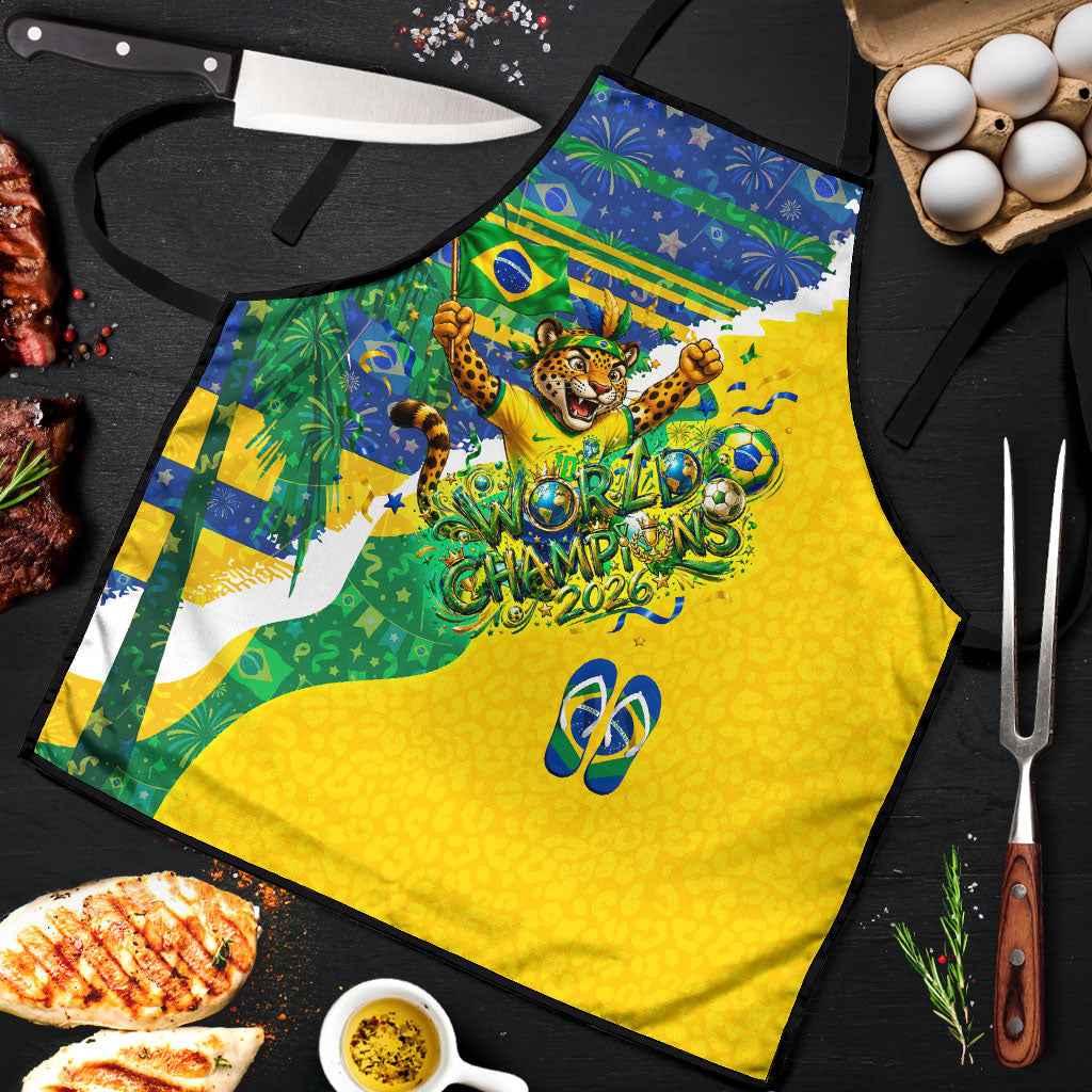 Brazil Football World Champions 2026 Apron Brasil Futebol - Jaguar Mascot - Vibrant Carnival Style