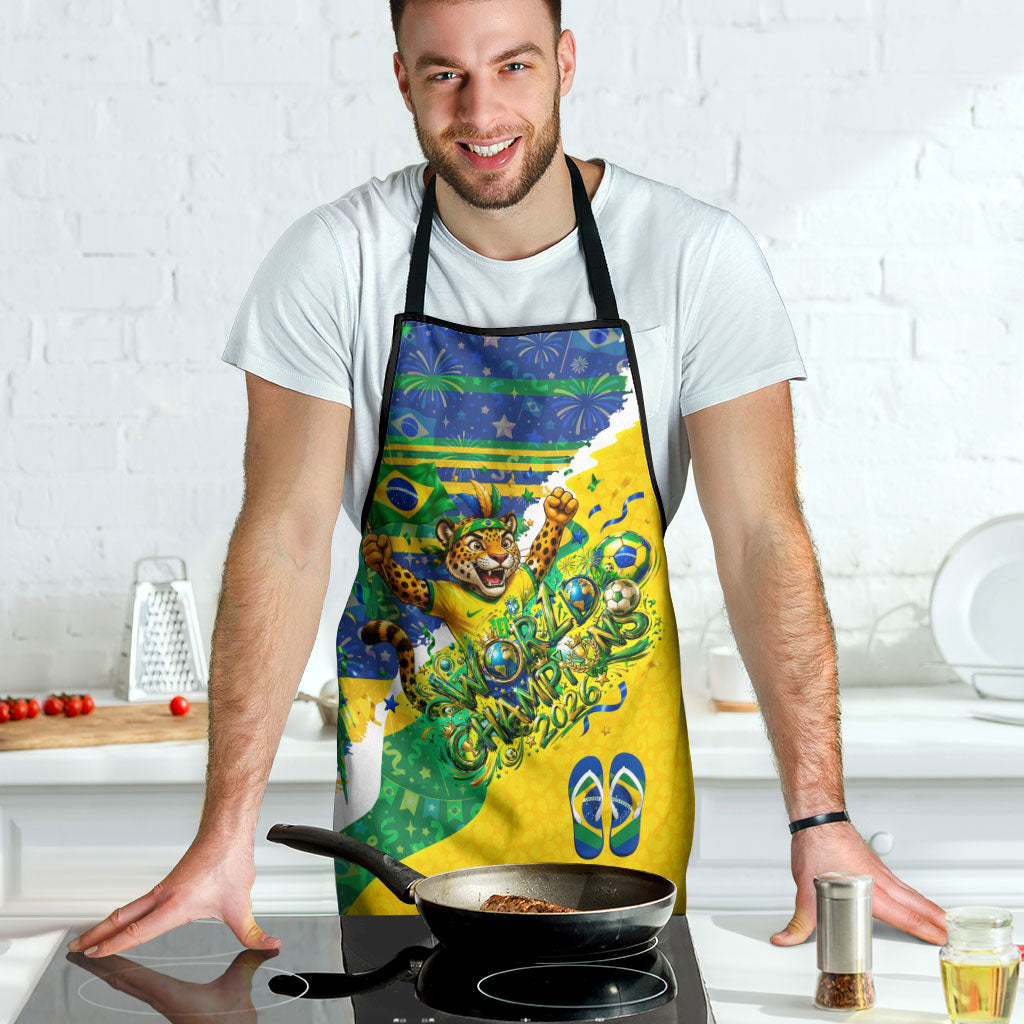 Brazil Football World Champions 2026 Apron Brasil Futebol - Jaguar Mascot - Vibrant Carnival Style