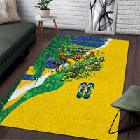 Brazil Football World Champions 2026 Area Rug Brasil Futebol - Jaguar Mascot - Vibrant Carnival Style