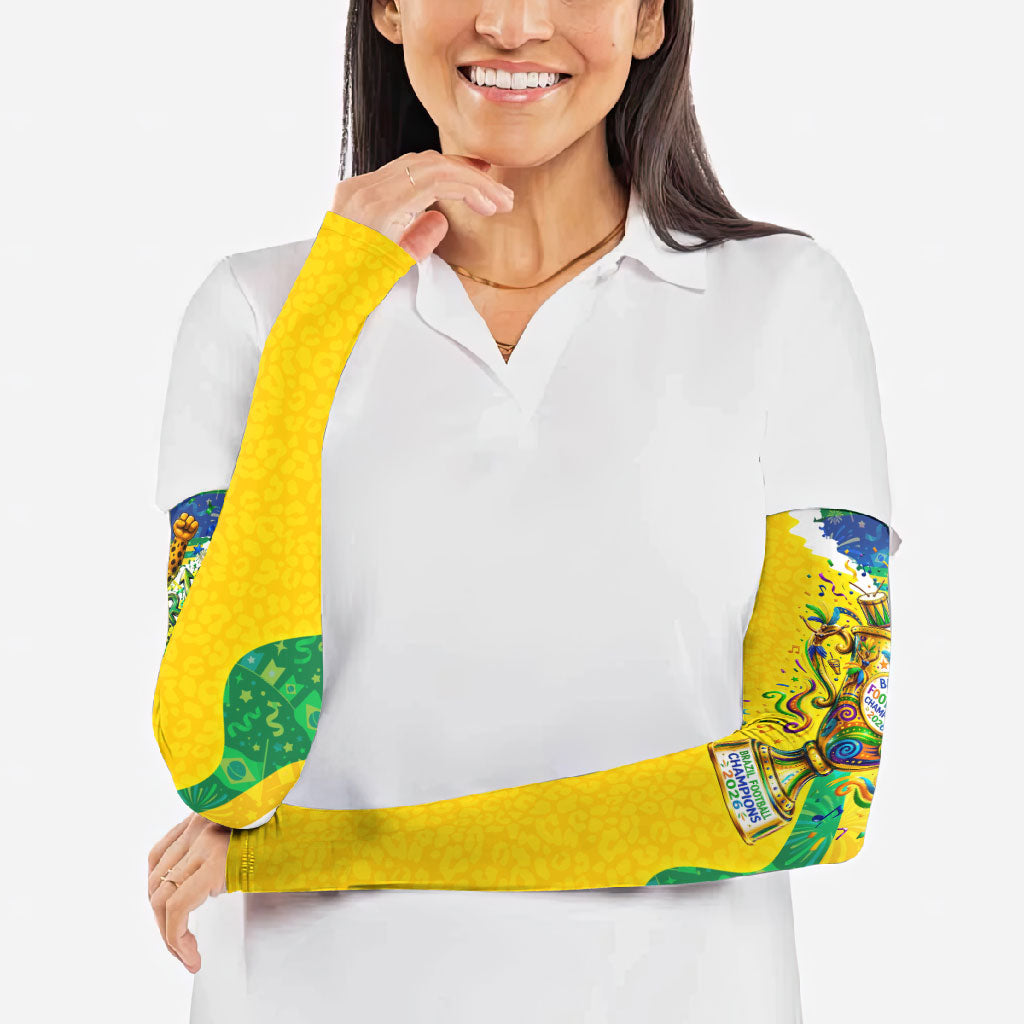 Brazil Football World Champions 2026 Arm Sleeves Brasil Futebol - Jaguar Mascot - Vibrant Carnival Style