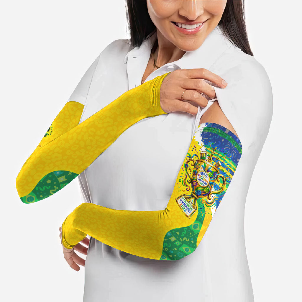 Brazil Football World Champions 2026 Arm Sleeves Brasil Futebol - Jaguar Mascot - Vibrant Carnival Style