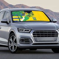 Brazil Football World Champions 2026 Auto Sun Shade Brasil Futebol - Jaguar Mascot - Vibrant Carnival Style