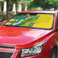 Brazil Football World Champions 2026 Auto Sun Shade Brasil Futebol - Jaguar Mascot - Vibrant Carnival Style