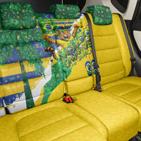 Brazil Football World Champions 2026 Back Car Seat Cover Brasil Futebol - Jaguar Mascot - Vibrant Carnival Style
