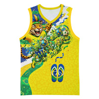 Brazil Football World Champions 2026 Basketball Jersey Brasil Futebol - Jaguar Mascot - Vibrant Carnival Style