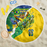 Brazil Football World Champions 2026 Beach Blanket Brasil Futebol - Jaguar Mascot - Vibrant Carnival Style