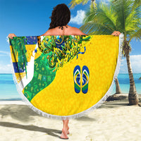 Brazil Football World Champions 2026 Beach Blanket Brasil Futebol - Jaguar Mascot - Vibrant Carnival Style
