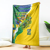Brazil Football World Champions 2026 Blanket Brasil Futebol - Jaguar Mascot - Vibrant Carnival Style