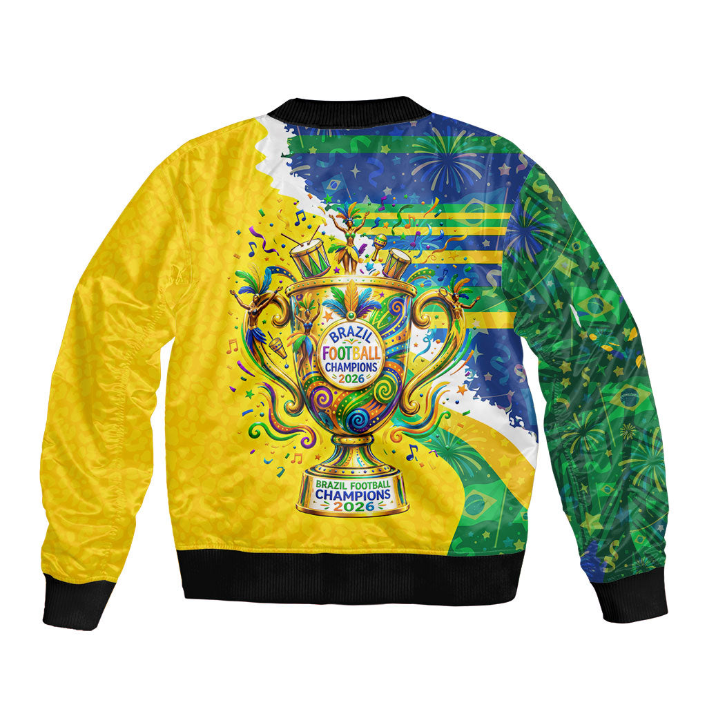 Brazil Football World Champions 2026 Bomber Jacket Brasil Futebol - Jaguar Mascot - Vibrant Carnival Style