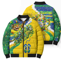 Brazil Football World Champions 2026 Bomber Puffer Jacket Brasil Futebol - Jaguar Mascot - Vibrant Carnival Style