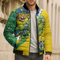 Brazil Football World Champions 2026 Bomber Puffer Jacket Brasil Futebol - Jaguar Mascot - Vibrant Carnival Style