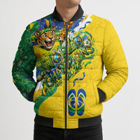 Brazil Football World Champions 2026 Bomber Puffer Jacket Brasil Futebol - Jaguar Mascot - Vibrant Carnival Style