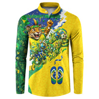 Brazil Football World Champions 2026 Button Sweatshirt Brasil Futebol - Jaguar Mascot - Vibrant Carnival Style