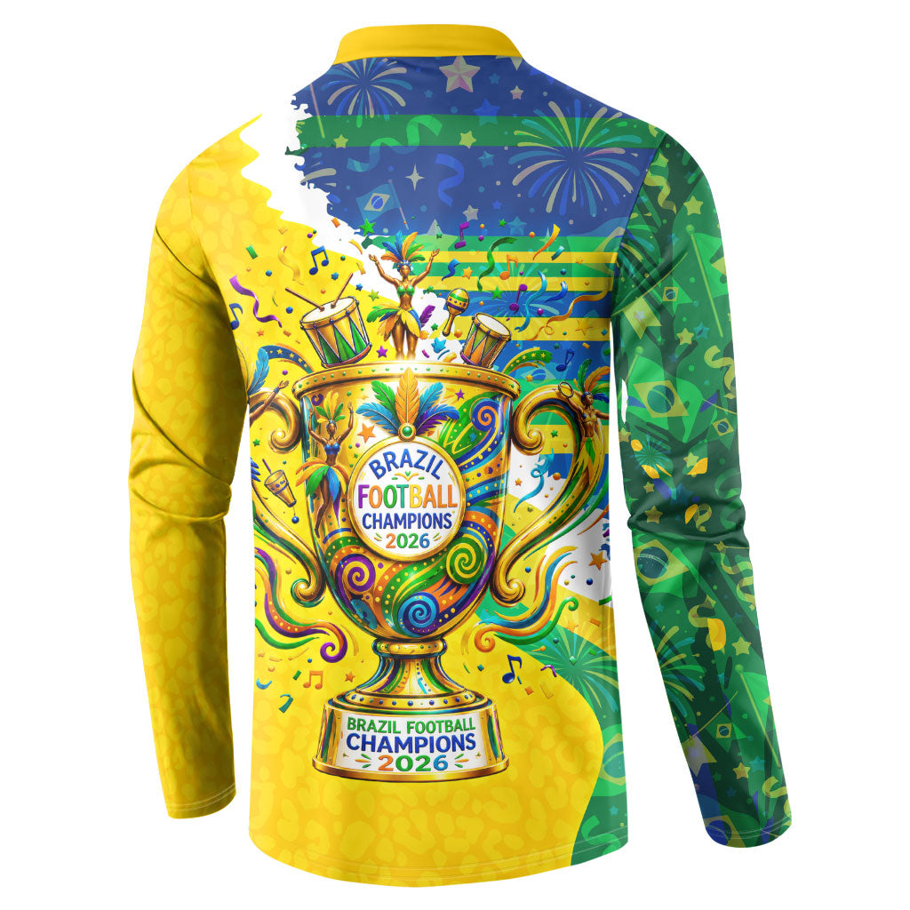Brazil Football World Champions 2026 Button Sweatshirt Brasil Futebol - Jaguar Mascot - Vibrant Carnival Style