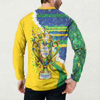 Brazil Football World Champions 2026 Button Sweatshirt Brasil Futebol - Jaguar Mascot - Vibrant Carnival Style