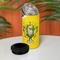 Brazil Football World Champions 2026 4 in 1 Can Cooler Tumbler Brasil Futebol - Jaguar Mascot - Vibrant Carnival Style