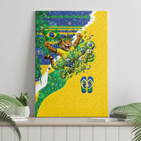 Brazil Football World Champions 2026 Canvas Wall Art Brasil Futebol - Jaguar Mascot - Vibrant Carnival Style
