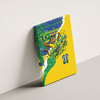 Brazil Football World Champions 2026 Canvas Wall Art Brasil Futebol - Jaguar Mascot - Vibrant Carnival Style