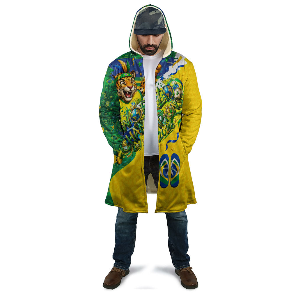 Brazil Football World Champions 2026 Cloak Brasil Futebol - Jaguar Mascot - Vibrant Carnival Style