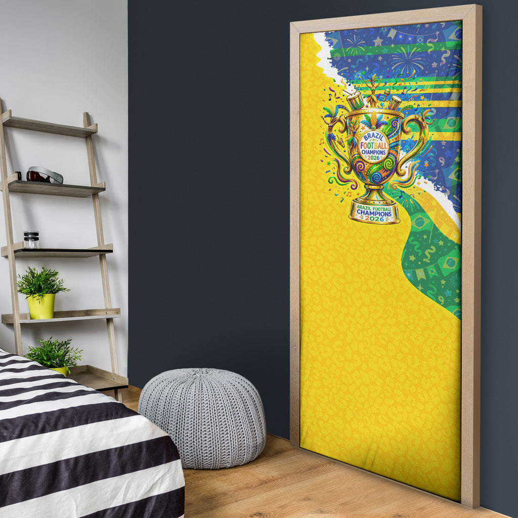 Brazil Football World Champions 2026 Door Cover Brasil Futebol - Jaguar Mascot - Vibrant Carnival Style