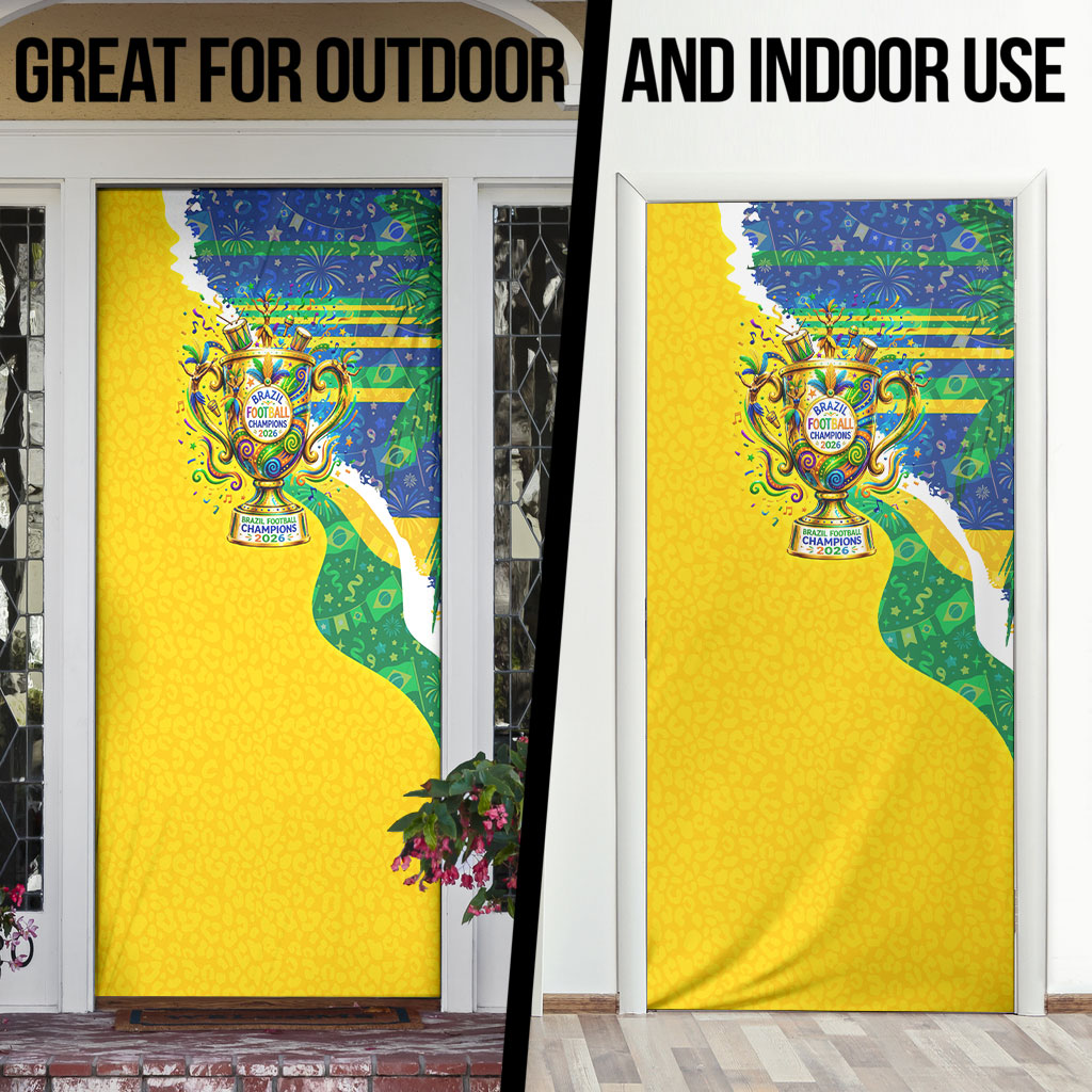 Brazil Football World Champions 2026 Door Cover Brasil Futebol - Jaguar Mascot - Vibrant Carnival Style