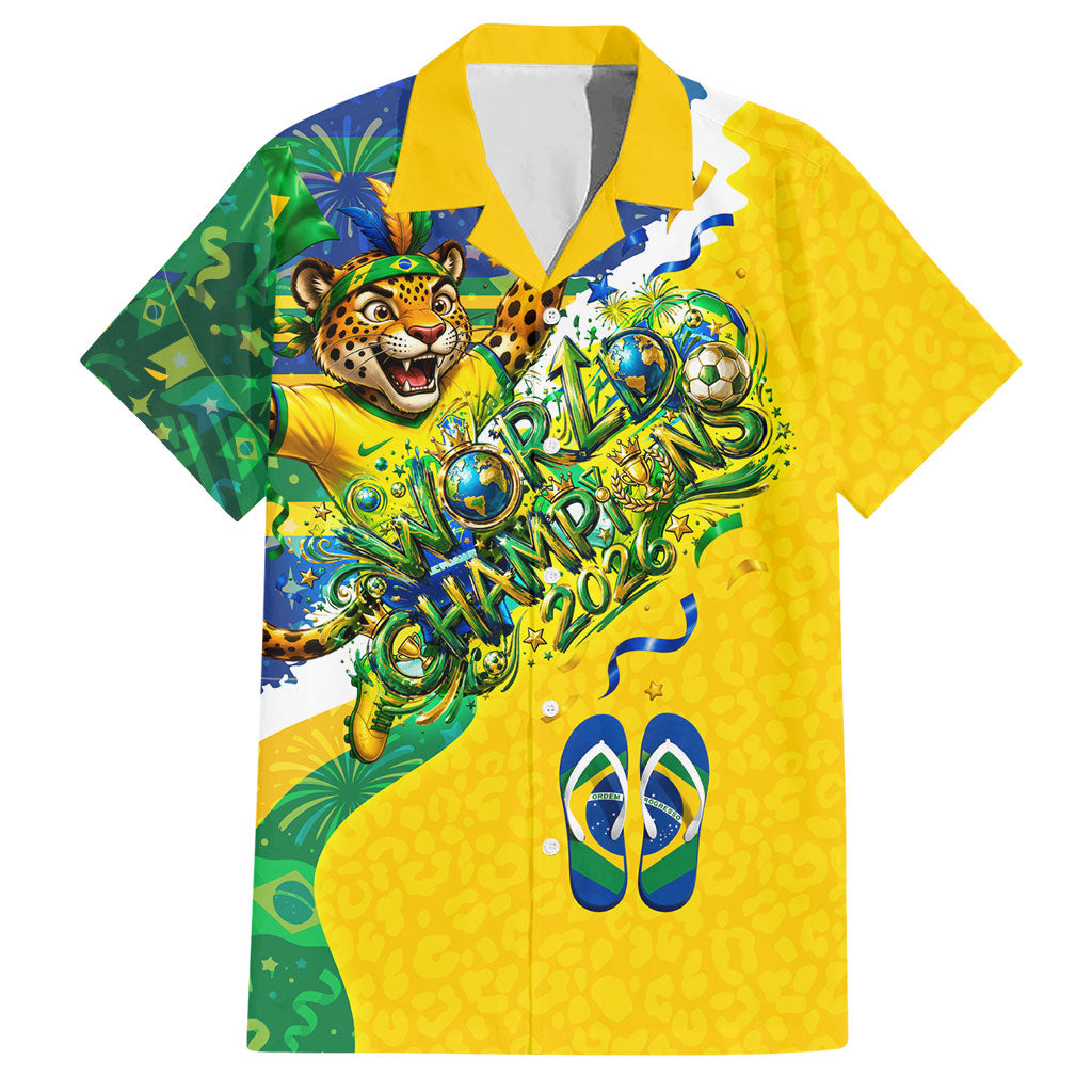 Brazil Football World Champions 2026 Hawaiian Shirt Brasil Futebol - Jaguar Mascot - Vibrant Carnival Style