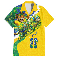 Brazil Football World Champions 2026 Hawaiian Shirt Brasil Futebol - Jaguar Mascot - Vibrant Carnival Style