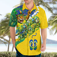 Brazil Football World Champions 2026 Hawaiian Shirt Brasil Futebol - Jaguar Mascot - Vibrant Carnival Style