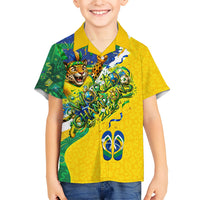 Brazil Football World Champions 2026 Hawaiian Shirt Brasil Futebol - Jaguar Mascot - Vibrant Carnival Style