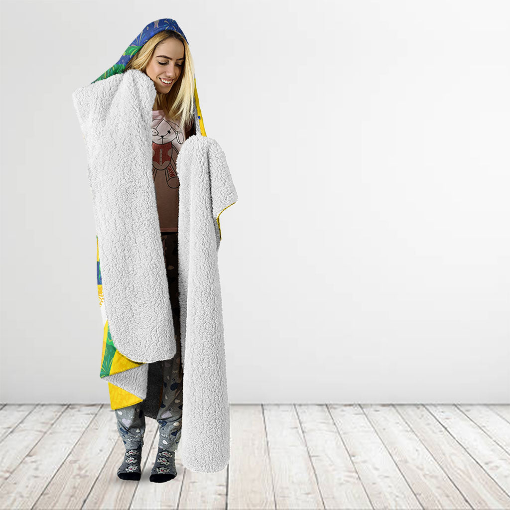 Brazil Football World Champions 2026 Hooded Blanket Brasil Futebol - Jaguar Mascot - Vibrant Carnival Style