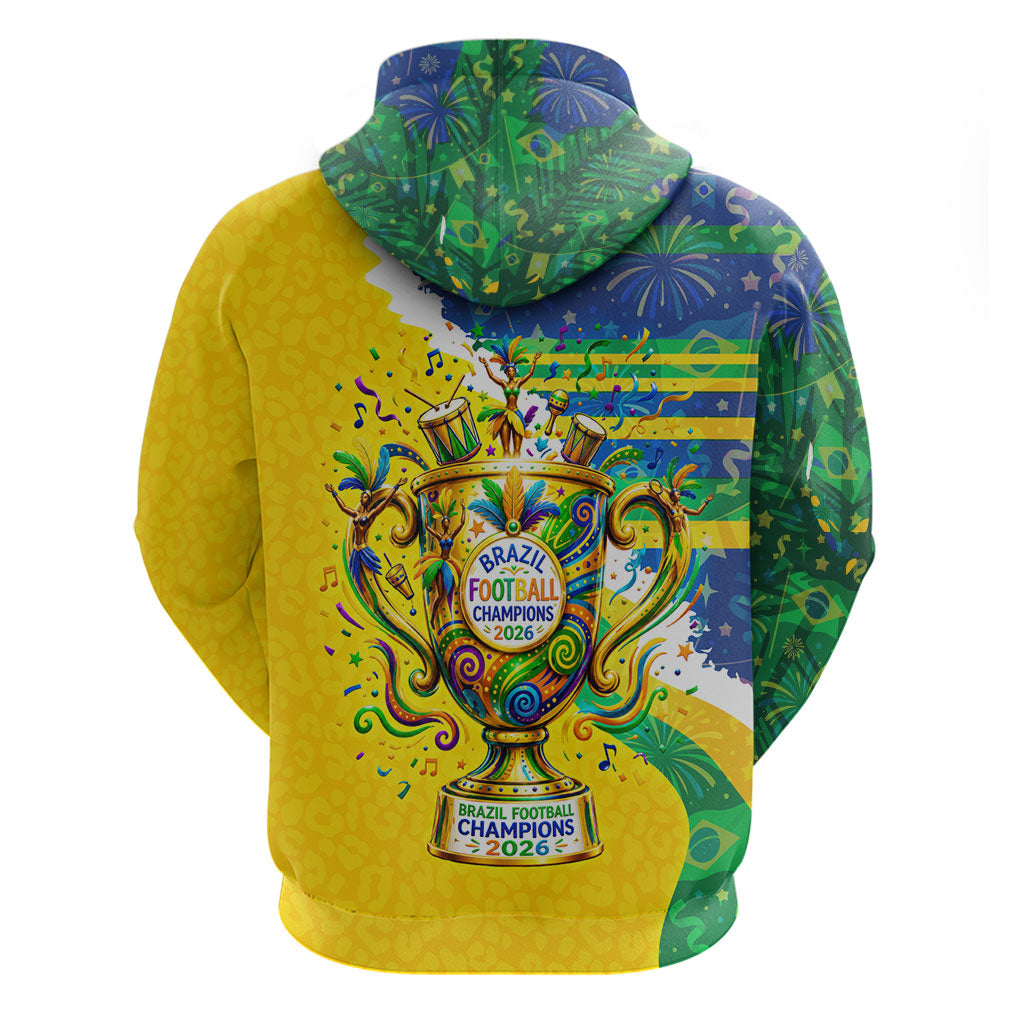 Brazil Football World Champions 2026 Hoodie Brasil Futebol - Jaguar Mascot - Vibrant Carnival Style