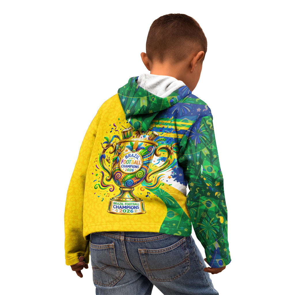 Brazil Football World Champions 2026 Kid Hoodie Brasil Futebol - Jaguar Mascot - Vibrant Carnival Style