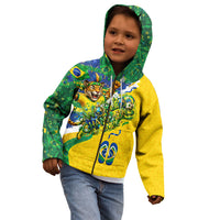 Brazil Football World Champions 2026 Kid Hoodie Brasil Futebol - Jaguar Mascot - Vibrant Carnival Style