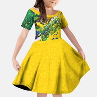 Brazil Football World Champions 2026 Kid Short Sleeve Dress Brasil Futebol - Jaguar Mascot - Vibrant Carnival Style
