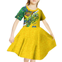 Brazil Football World Champions 2026 Kid Short Sleeve Dress Brasil Futebol - Jaguar Mascot - Vibrant Carnival Style
