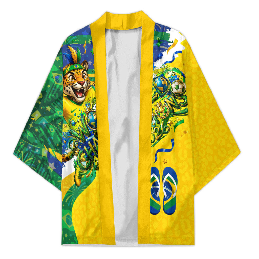 Brazil Football World Champions 2026 Kimono Brasil Futebol - Jaguar Mascot - Vibrant Carnival Style