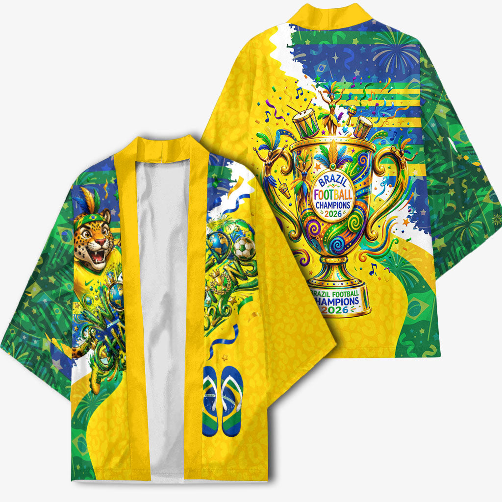 Brazil Football World Champions 2026 Kimono Brasil Futebol - Jaguar Mascot - Vibrant Carnival Style