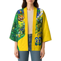 Brazil Football World Champions 2026 Kimono Brasil Futebol - Jaguar Mascot - Vibrant Carnival Style