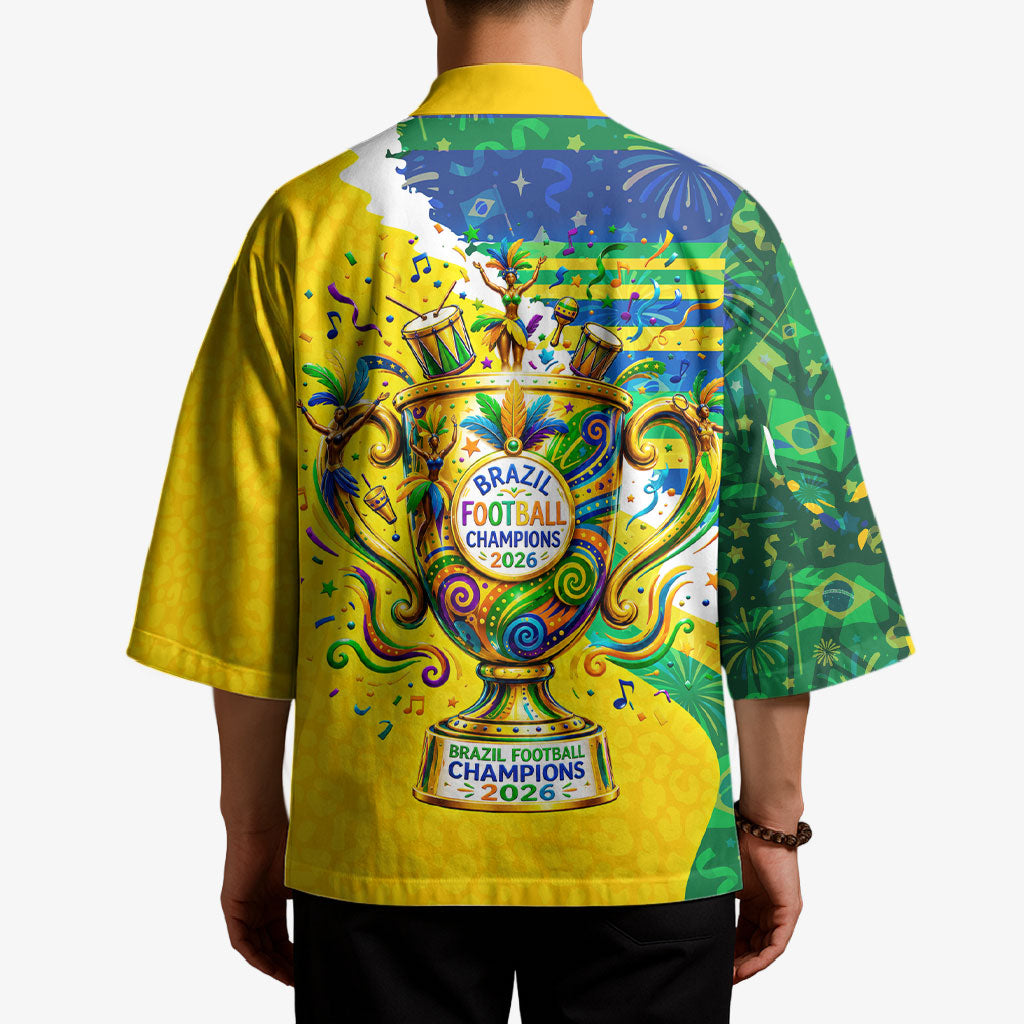 Brazil Football World Champions 2026 Kimono Brasil Futebol - Jaguar Mascot - Vibrant Carnival Style