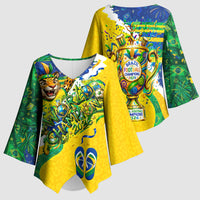 Brazil Football World Champions 2026 Kimono Sleeve Blouse Brasil Futebol - Jaguar Mascot - Vibrant Carnival Style