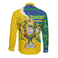 Brazil Football World Champions 2026 Long Sleeve Button Shirt Brasil Futebol - Jaguar Mascot - Vibrant Carnival Style