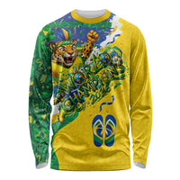 Brazil Football World Champions 2026 Long Sleeve Shirt Brasil Futebol - Jaguar Mascot - Vibrant Carnival Style